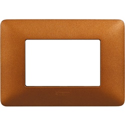 Placca 3 moduli rosso terra tecnopolimero design per impianti elettrici incasso