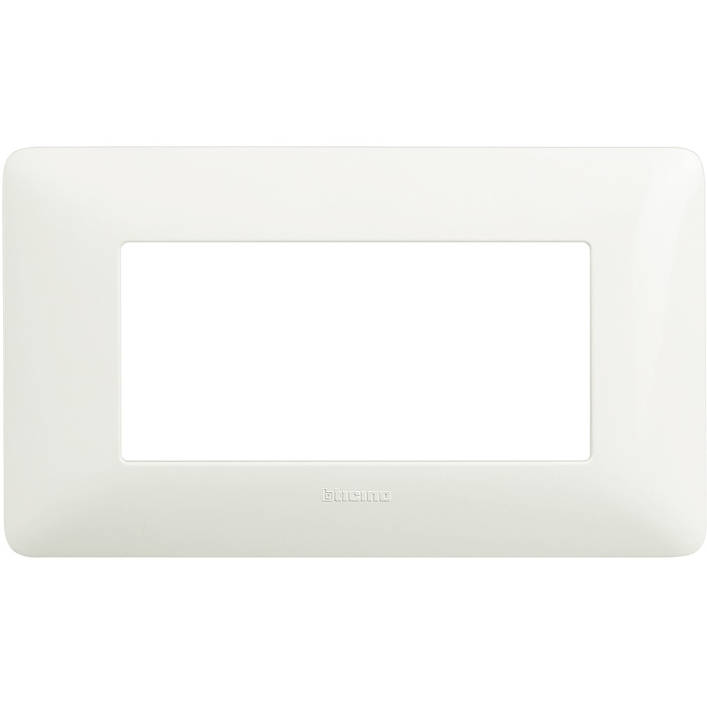 Placca 4 moduli bianco tecnopolimero per installazioni elettriche residenziali e commerciali