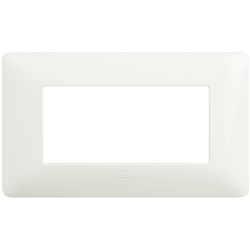 Placca 4 moduli bianco tecnopolimero per installazioni elettriche residenziali e commerciali