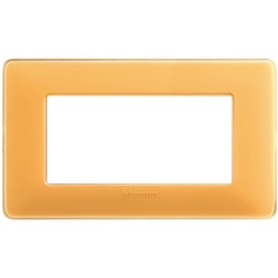 Placca incasso 4 moduli Matix colore ambra tecnopolimero per impianti elettrici parete