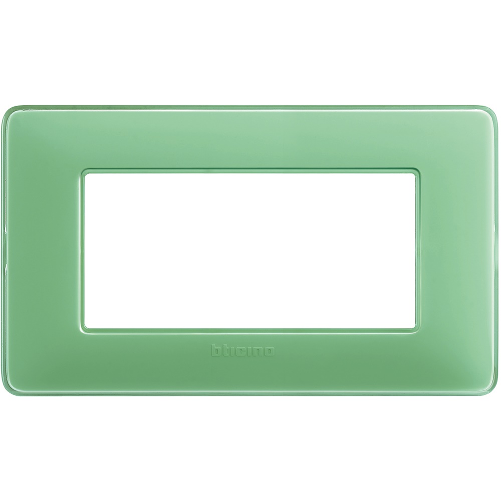 Placca 4 moduli verde tecnico per incasso, materiale tecnopolimero, uso elettrico moderno
