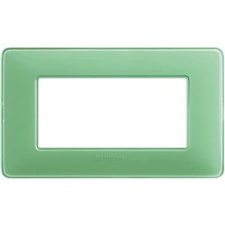 Placca 4 moduli verde tecnico per incasso, materiale tecnopolimero, uso elettrico moderno