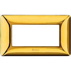 Placca da incasso 4 moduli oro lucido tecnopolimero per ambienti residenziali e commerciali