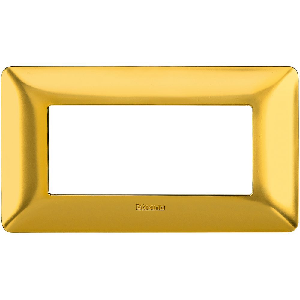 Placca 4 moduli oro satinato tecnopolimero per impianti elettrici incasso design elegante