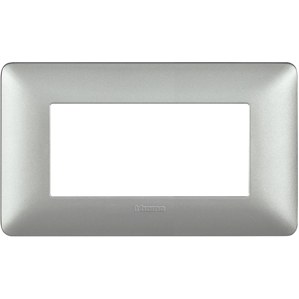 Placca 4 moduli silver tecnopolimero per impianti elettrici incasso resistenza design moderno