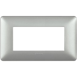 Placca 4 moduli silver tecnopolimero per impianti elettrici incasso resistenza design moderno