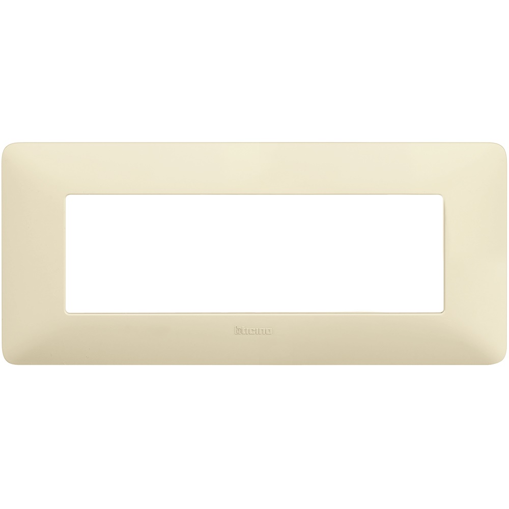 Placca 6 moduli avorio tecnopolimero per installazioni elettriche domestiche e professionali