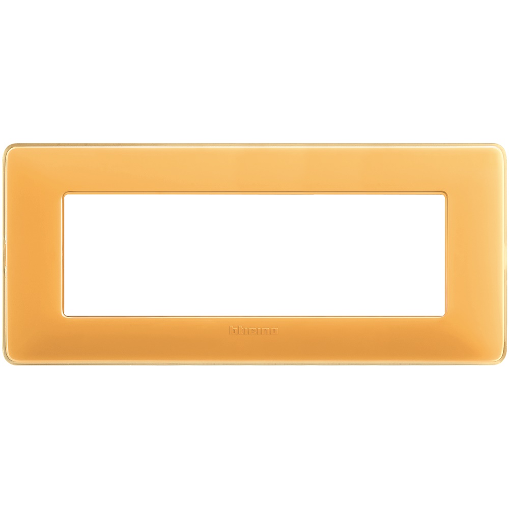 Placca 6 moduli ambra tecnopolimero per impianti elettrici interni design moderno