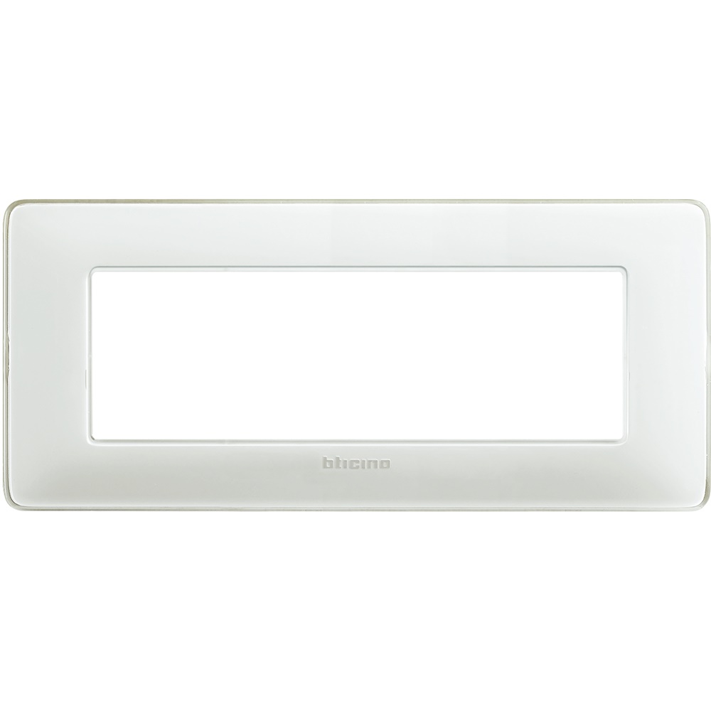 Placca 6 moduli colore ghiaccio tecnopolimero per installazioni elettriche incasso design moderno