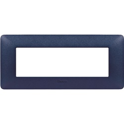 Placca 6 moduli blu mercurio tecnopolimero per impianti elettrici incasso