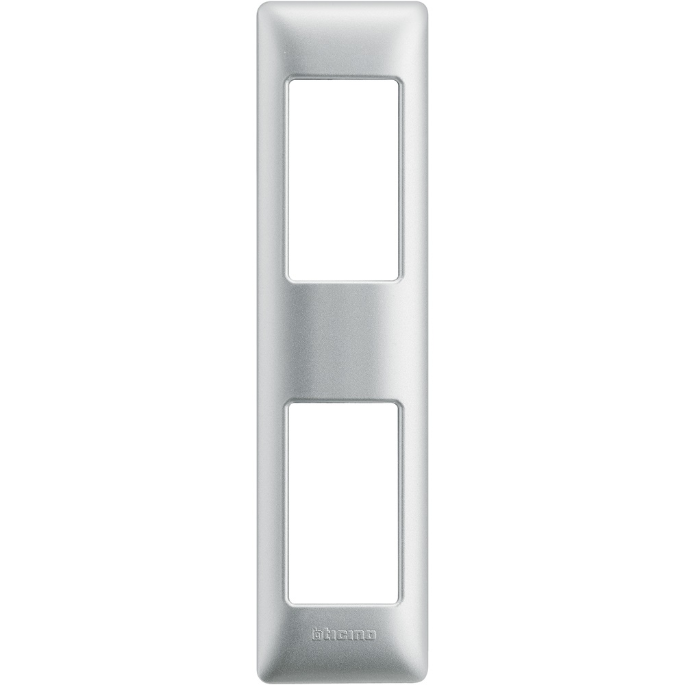 Placca per profilati 2 moduli silver tecnopolimero per installazioni elettriche incasso