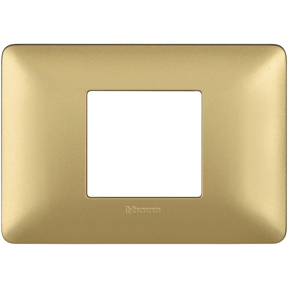 Placca da incasso 2 moduli centrati gold tecnopolimero per impianti elettrici residenziali e commerciali