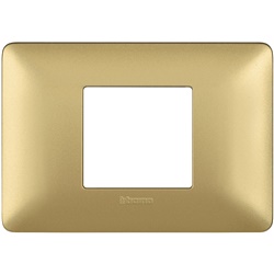 Placca da incasso 2 moduli centrati gold tecnopolimero per impianti elettrici residenziali e commerciali