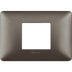 Placca da incasso 2 moduli centrati colore iron tecnopolimero per impianti elettrici residenziali e commerciali
