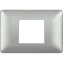 Placca da incasso 2 moduli centrati silver tecnopolimero per impianti elettrici