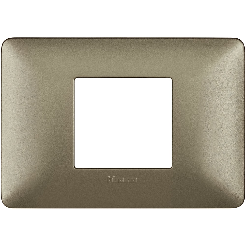 Placca 2 moduli centrati titanium tecnopolimero per impianti elettrici incasso