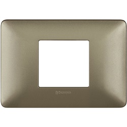 Placca 2 moduli centrati titanium tecnopolimero per impianti elettrici incasso