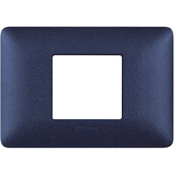 Placca da incasso 2 moduli centrati blu mercurio tecnopolimero per impianti elettrici residenziali e commerciali