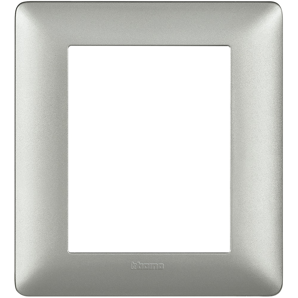 Placca incasso 3+3 moduli silver tecnopolimero per impianti elettrici residenziali e commerciali