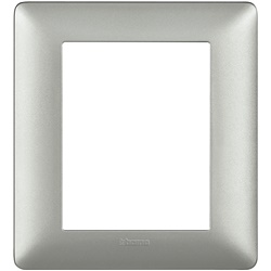 Placca incasso 3+3 moduli silver tecnopolimero per impianti elettrici residenziali e commerciali