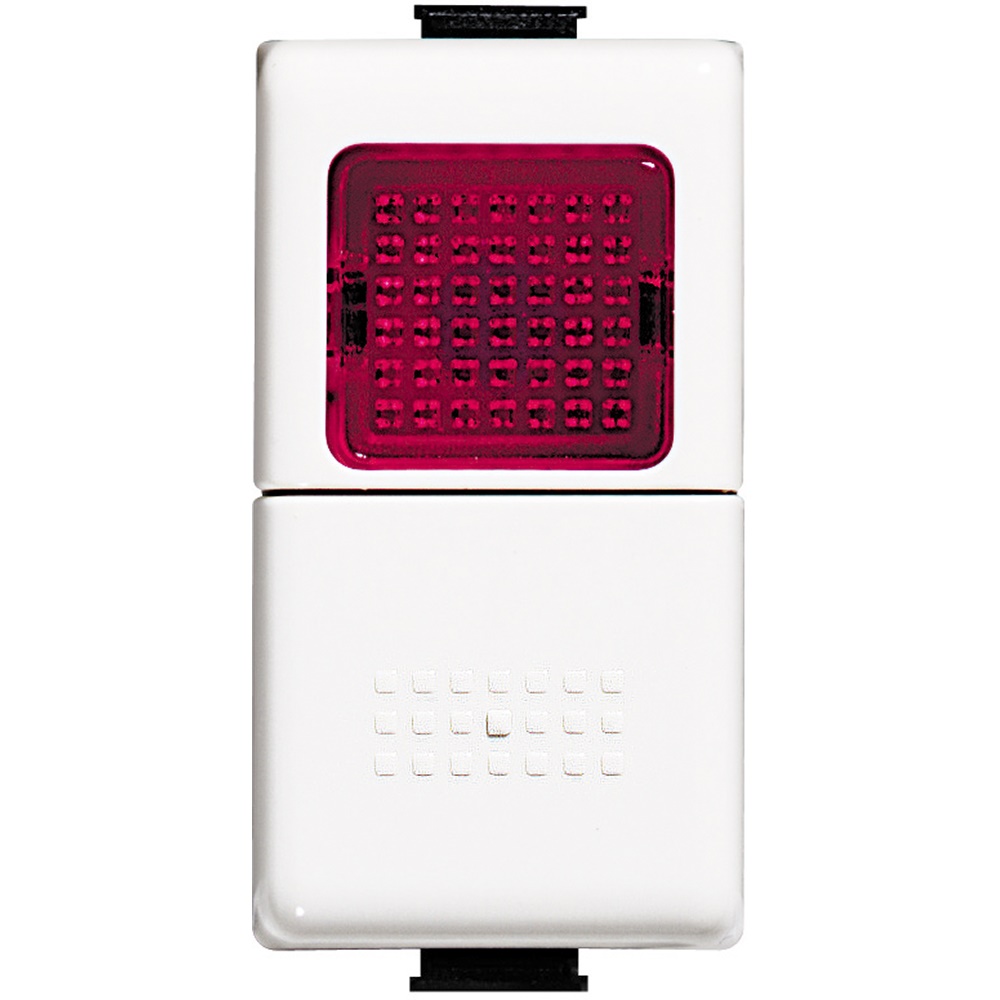 Pulsante 1P NO MATIX con spia rossa segnalazione 24V 10A per impianti elettrici