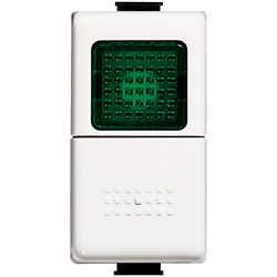 Pulsante unipolare 1P NO 250V 10A con spia verde segnalazione per impianti civili e industriali