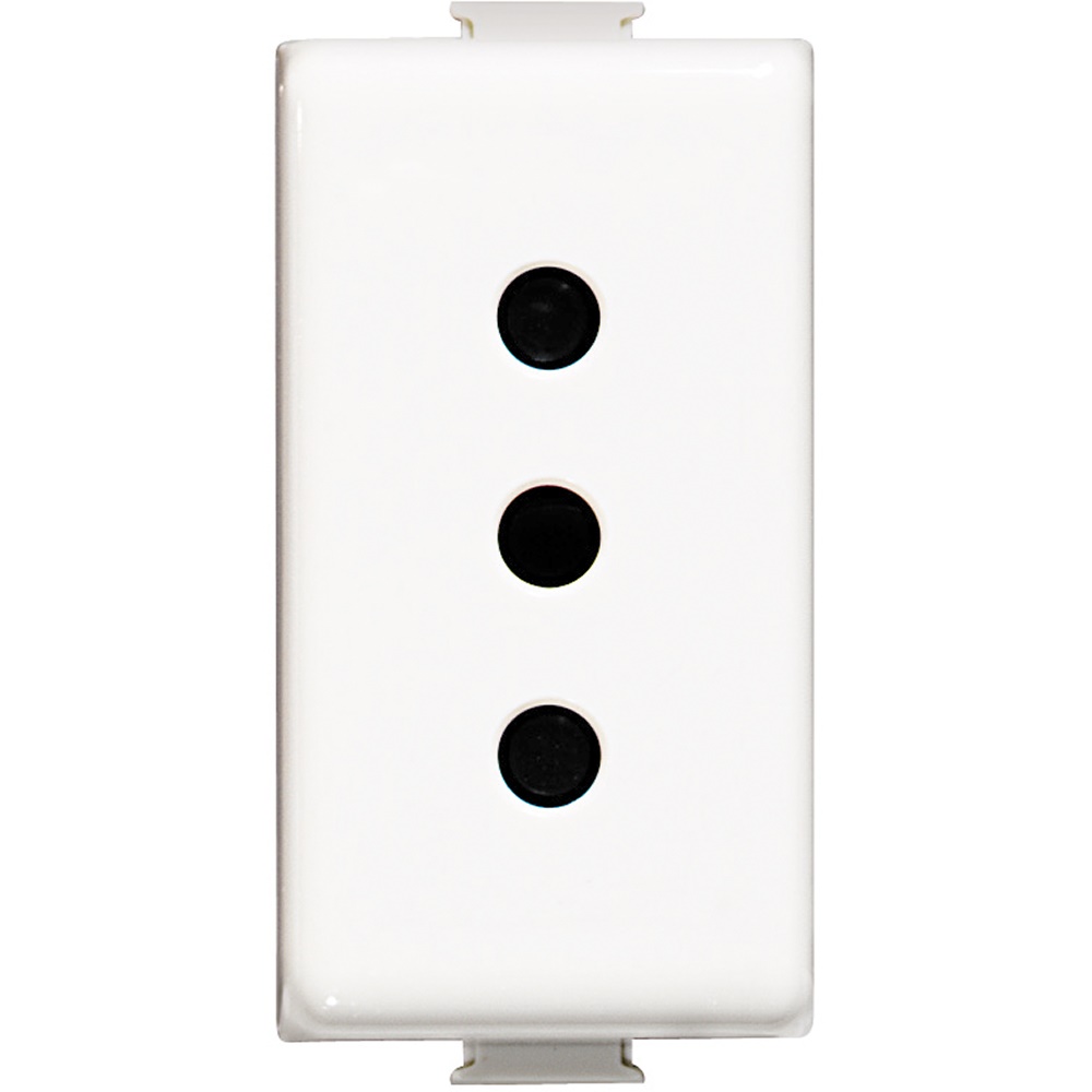 Presa di corrente Matix 10A 250V 2P+T interasse 19mm alveoli protetti bianco uso residenziale e professionale