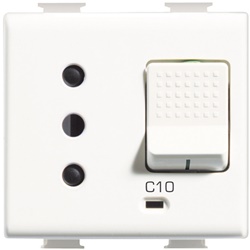 Presa sicura MATIX 10A bipolare interbloccata 2P+T alveoli schermati bianco per impianti elettrici domestici e professionali