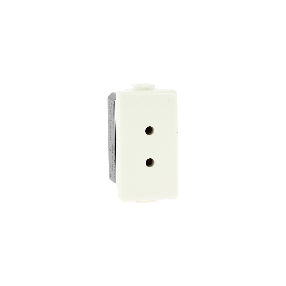 Presa elettrica 2 poli mignon bianca interasse 13 mm per impianti domestici e professionali