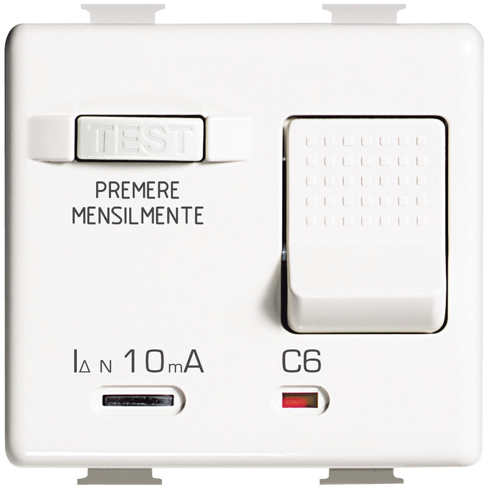 Interruttore magnetotermico differenziale 6A 10mA 1P+N protezione impianti elettrici domestici e industriali
