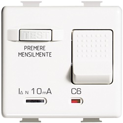 Interruttore magnetotermico differenziale 6A 10mA 1P+N protezione impianti elettrici domestici e industriali