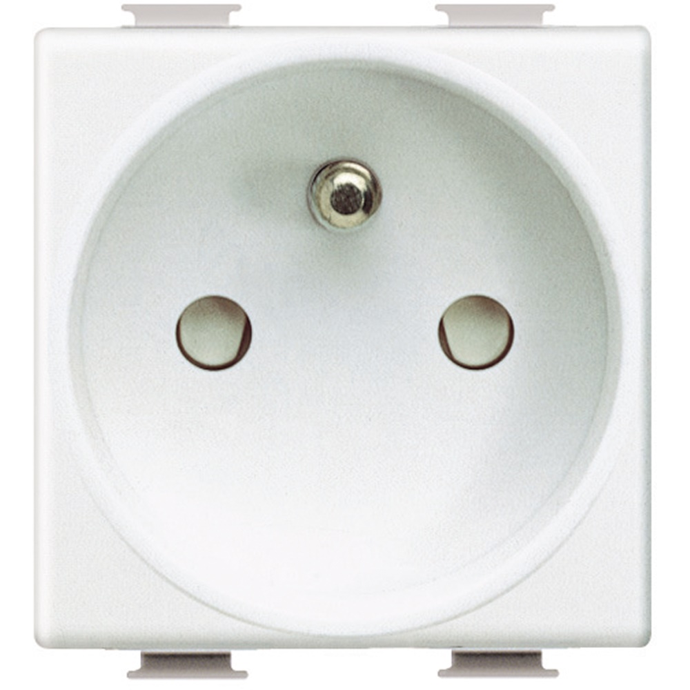 Presa elettrica 2P+T 16A 250V automatica con morsetti schermati bianca per uso domestico e professionale