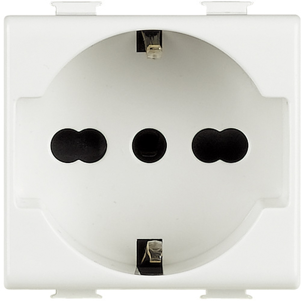 Presa standard tedesco/italiano 10/16A 250V bipasso bianca uso elettrico