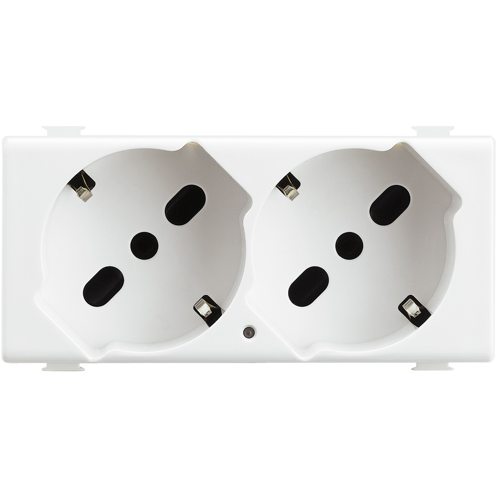 Presa duplex standard tedesco 2P+T 16A 250V con alveoli schermati bianco per impianti domestici e professionali