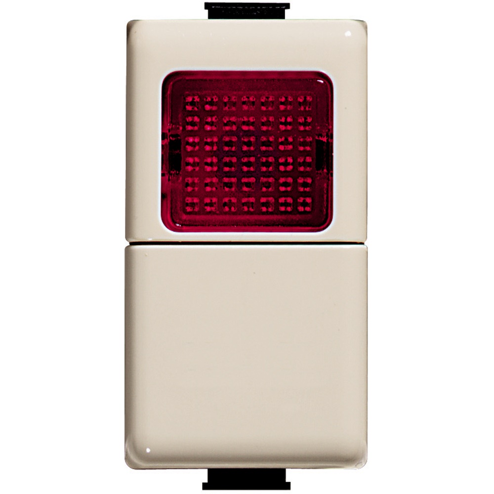 Pulsante elettrico 1P NO 10A 250V con spia rossa segnalazione 24V per impianti civili industriali