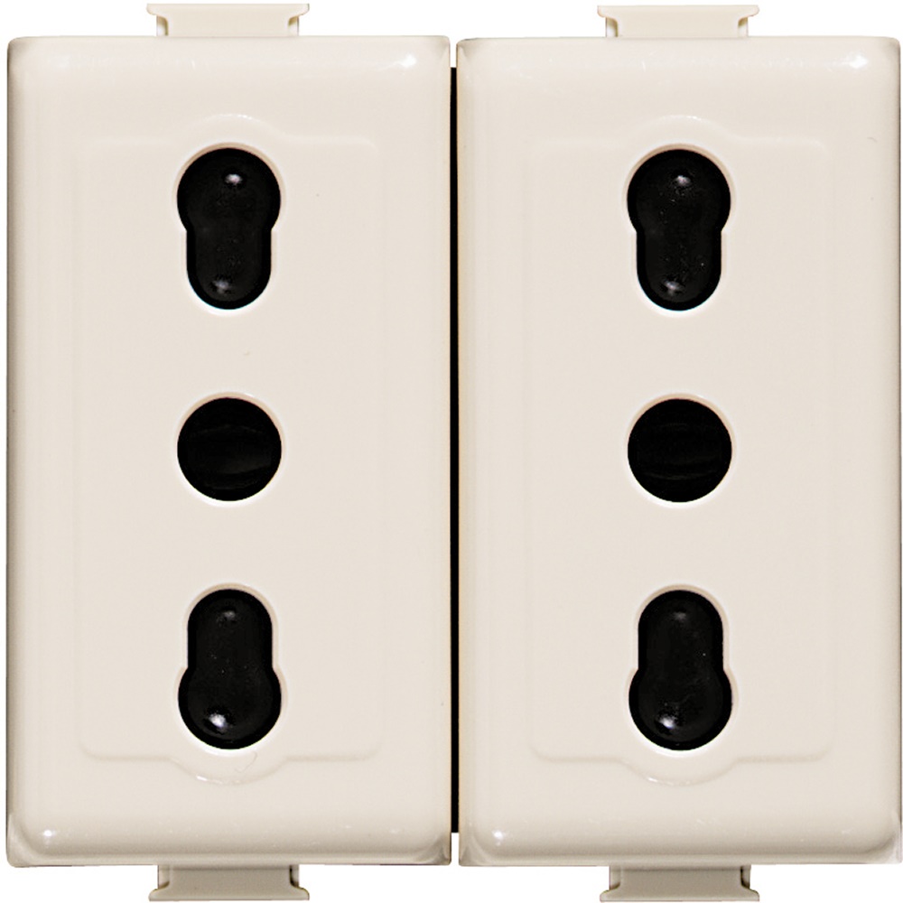 Presa elettrica duplex bipasso 10/16A MATIX MAGIC avorio per uso domestico e professionale
