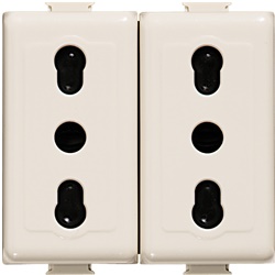 Presa elettrica duplex bipasso 10/16A MATIX MAGIC avorio per uso domestico e professionale