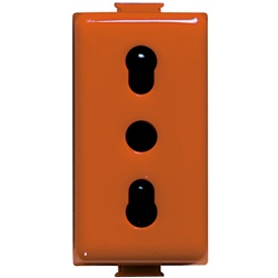 Presa bipasso 2P+T 10/16A arancione standard Italia con alveoli schermati per installazioni sicure domestiche e professionali