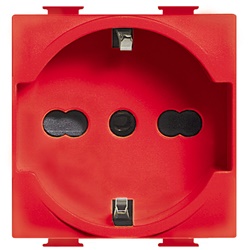 Presa elettrica 2P+T 16A 250V bipasso antibatterica rossa per spine standard Italia e Germania