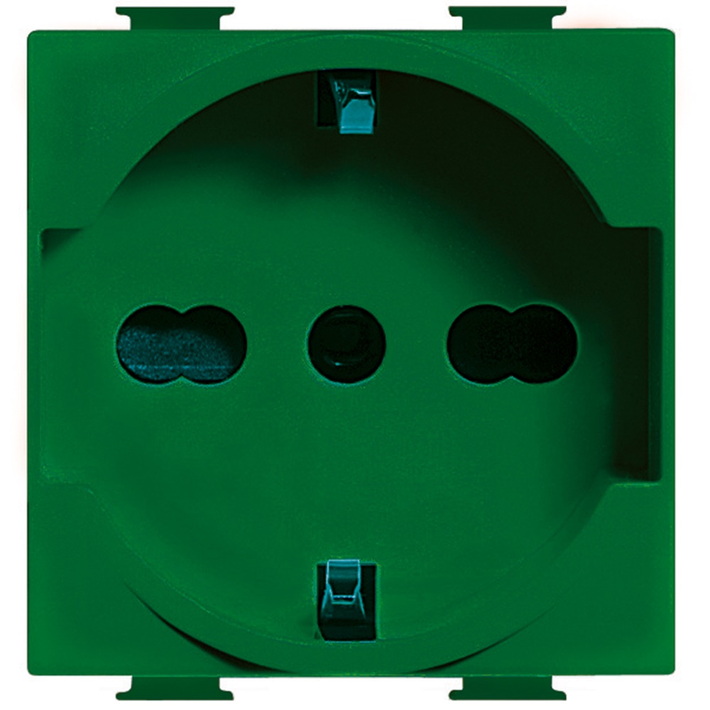 Presa modulare 10/16A 250Vac 2P+T standard tedesco verde per uso domestico e professionale