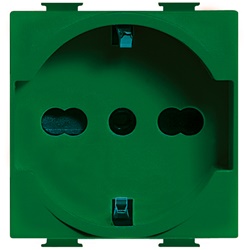 Presa modulare 10/16A 250Vac 2P+T standard tedesco verde per uso domestico e professionale