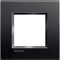 Placca 2 moduli antracite tecnopolimero per impianti elettrici incasso design moderno