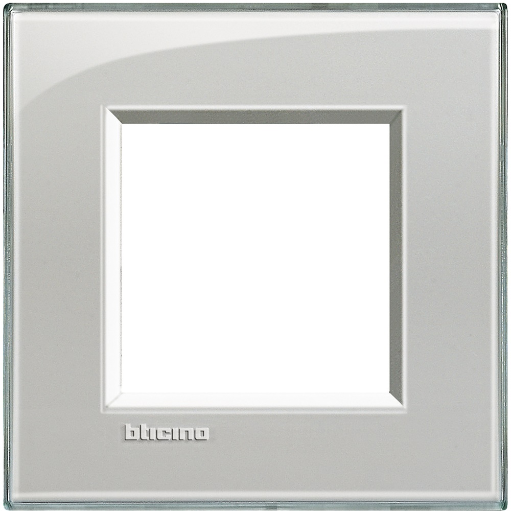 Placca quadra 2 moduli grigio ghiaccio tecnopolimero per impianti elettrici