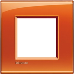 Placca quadra 2 moduli arancio deep tecnopolimero per impianti elettrici