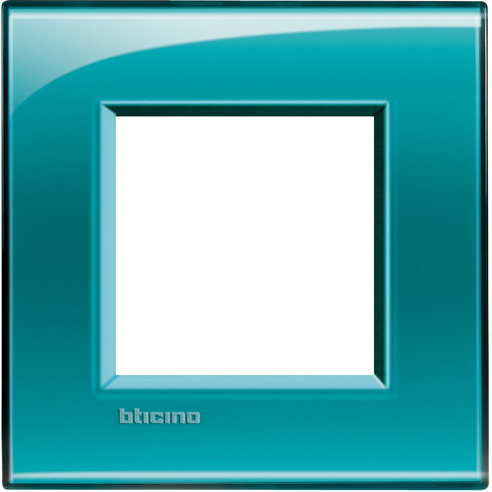 Placca quadra 2 moduli verde deep in tecnopolimero per installazioni elettriche
