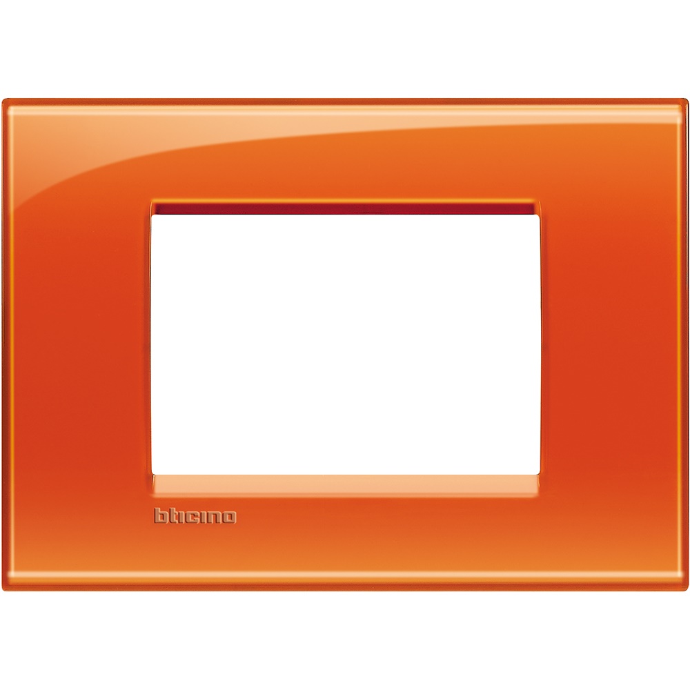 Placca 3 moduli arancione tecnopolimero per installazioni elettriche modulari incasso