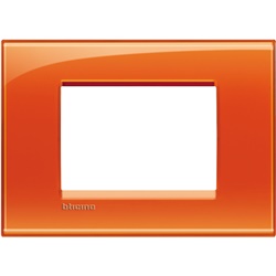 Placca 3 moduli arancione tecnopolimero per installazioni elettriche modulari incasso