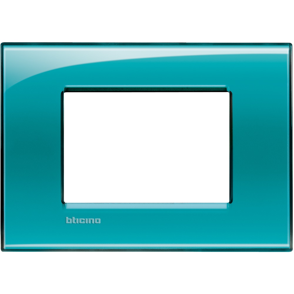 Placca quadra 3 moduli verde deep tecnopolimero per installazioni elettriche