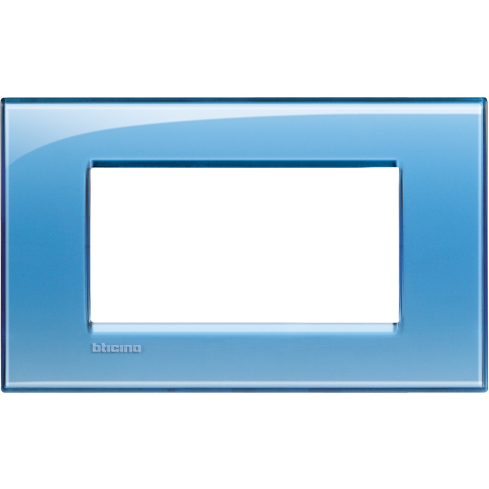 Placca quadra 4 moduli azzurro deep tecnopolimero per impianti elettrici