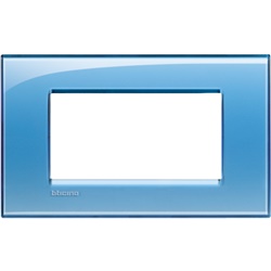 Placca quadra 4 moduli azzurro deep tecnopolimero per impianti elettrici